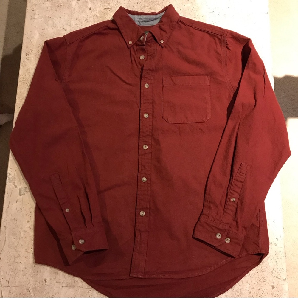 Eddie Bauer Maroon Burgundy Men’s Flannel Dress Shirt size Large